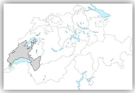 Map: canton of Vaud highlighted