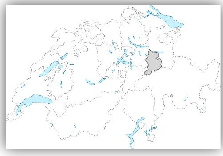Map: canton of Zug highlighted